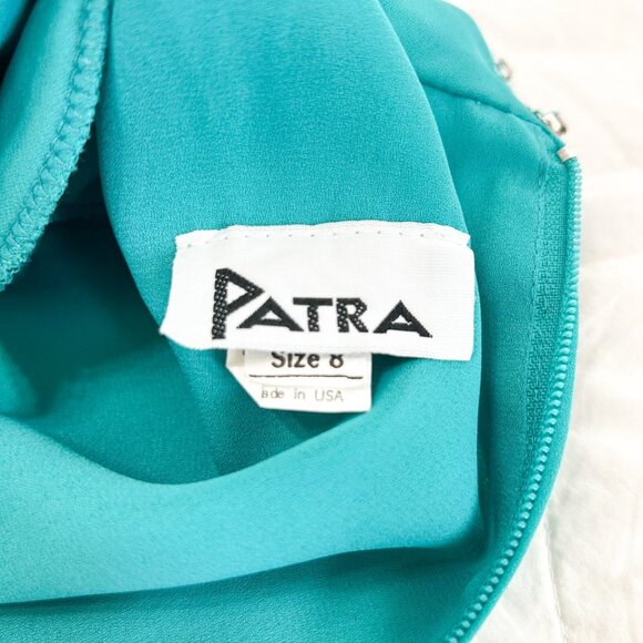 Patra Teal High Neck Shoulder Pad Midi Dress Women’s Size 8 EUC - Picture 6 of 7